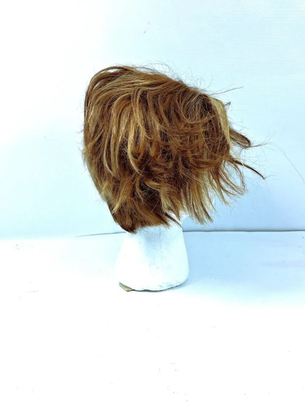 Wig Short Layered Bob Auburn Strawberry Blonde Highlights Lace Front